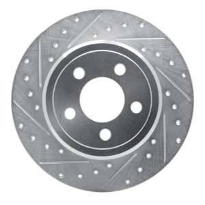 Chrysler 300 Brake Rotor (1) - Rear Left - R1 Concepts - Drilled & Slotted - Silver - `05-`23